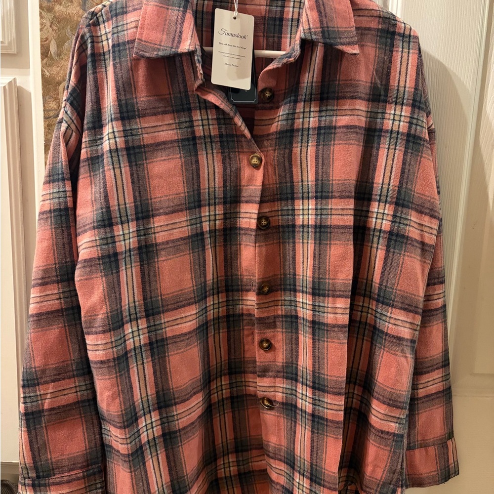 Pink Plaid Button-Up Shirt